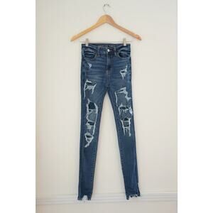 American Eagle Dark Wash Hi-Rise Distressed Jeggings Size 000
